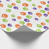 棒つきキャンデーカラフルハロウィンホワイトシームレス ラッピングペーパー (角)