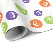 棒つきキャンデーカラフルハロウィンホワイトシームレス ラッピングペーパー (ロールコーナー)