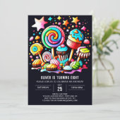 棒つきキャンデーカラフルワンダーランド誕生日 招待状 (スタンド正面)