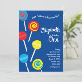 棒つきキャンデーキャンディキッズ1歳の誕生日パーティー 招待状 (スタンド正面)