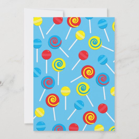 棒つきキャンデーキャンディキッズ1歳の誕生日パーティー 招待状 (裏面)