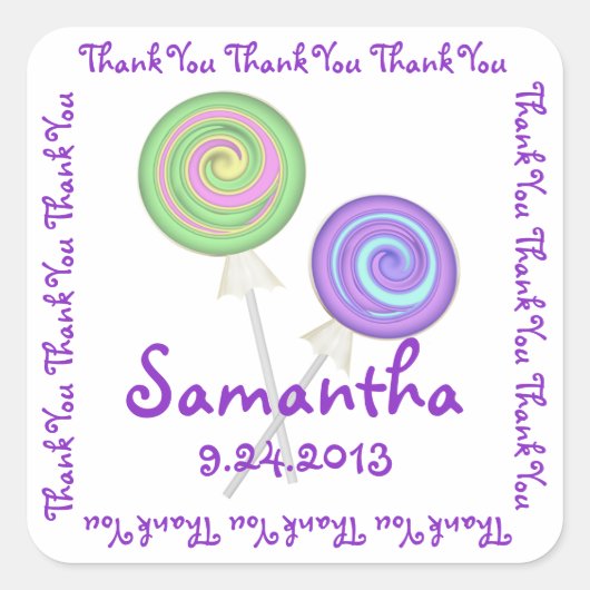 棒つきキャンデーキャンディサンキュー スクエアシール (正面)