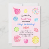 棒つきキャンデーキャンディスウィートガール誕生日 招待状 (正面)