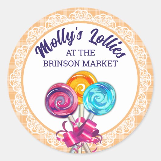 棒つきキャンデーキャンディメーカーベーキングキッチンギフトラベルstic ラウンドシール (正面)
