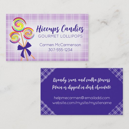 棒つきキャンデーキャンディメーカーベーキング名刺ピンク 名刺 (正面/裏面)