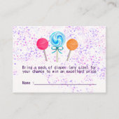 棒つきキャンデーキャンディランドベビーシャワーおむつラッフル エンクロージャーカード (正面)