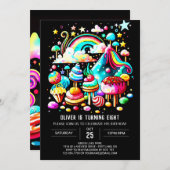 棒つきキャンデーキャンディランド誕生日 招待状 (正面/裏面)