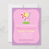 棒つきキャンデーキャンディーをテーマにした誕生日パーティー 招待状 (正面)