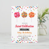 棒つきキャンデーキャンディ誕生日パーティーの招待状 招待状 (スタンド正面)