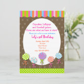 棒つきキャンデーキャンデーの専門店の誕生日の招待 招待状 (スタンド正面)