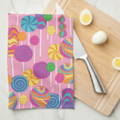 棒つきキャンデーキャンデーパターン キッチンタオル (四つ折り)
