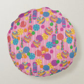 棒つきキャンデーキャンデーパターン ラウンドクッション (裏面)
