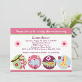 棒つきキャンデージャングルアニマルベビーシャワー招待状 招待状 (スタンド正面)