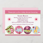 棒つきキャンデージャングルアニマルベビーシャワー招待状 招待状 (正面/裏面)