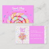 棒つきキャンデースイートキャンディイラストレーションホームメイドピンク 名刺 (正面/裏面)