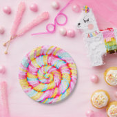 棒つきキャンデースウィートキャンディイラストレーションリアル ペーパープレート (パーティー)