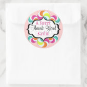 棒つきキャンデースウィートサンキューステッカー ラウンドシール (バッグ)