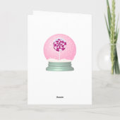 棒つきキャンデースノードームかわいいピンクの女の子の冬 カード (裏面)
