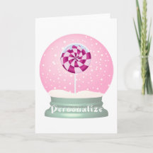 棒つきキャンデースノードームかわいいピンクの女の子の冬