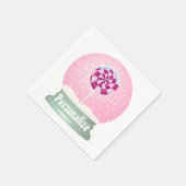 棒つきキャンデースノードームかわいいピンクの女の子の冬 スタンダードカクテルナプキン (角)