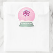 棒つきキャンデースノードームかわいいピンクの女の子の冬 ラウンドシール (バッグ)