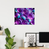 棒つきキャンデーズインシェードオブパープルとティール（緑がかった色） ポスター (ホームオフィス)