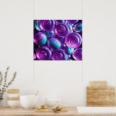 棒つきキャンデーズインシェードオブパープルとティール（緑がかった色） ポスター (キッチン)