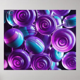 棒つきキャンデーズインシェードオブパープルとティール（緑がかった色） ポスター