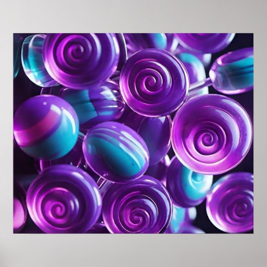 棒つきキャンデーズインシェードオブパープルとティール（緑がかった色） ポスター (正面)