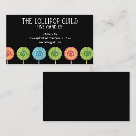 棒つきキャンデーズオンブラック背景キャンディショップ 名刺 (正面/裏面)