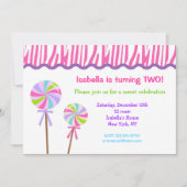 棒つきキャンデーバースデーパーティ招待状 招待状 (正面)