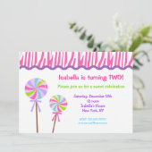 棒つきキャンデーバースデーパーティ招待状 招待状 (スタンド正面)