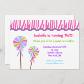 棒つきキャンデーバースデーパーティ招待状 招待状 (正面/裏面)