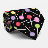 棒つきキャンデーパターンスイートキャンディラバーキャンディズブラック ネクタイ (ロール)