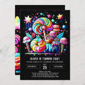 棒つきキャンデーファンタジー誕生日 招待状 (正面/裏面)