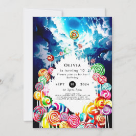 棒つきキャンデーボホキャンディランド誕生日 招待状