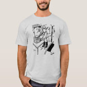 棒つきキャンデーマンがピザを自分の棒つきキャンデーでスライス Tシャツ (正面)