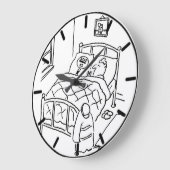 棒つきキャンデーマンが棒つきキャンデーと寝ている ラージ壁時計 (傾斜)