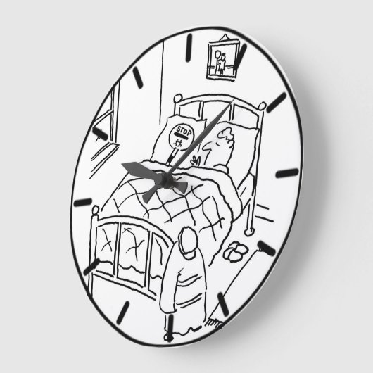 棒つきキャンデーマンが棒つきキャンデーと寝ている ラージ壁時計 (傾斜)