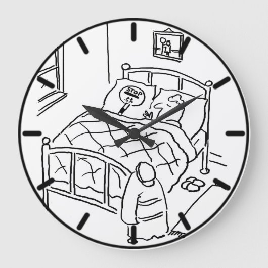 棒つきキャンデーマンが棒つきキャンデーと寝ている ラージ壁時計 (正面)