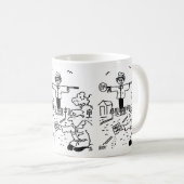 棒つきキャンデーマンが棒つきキャンデーを使ってかかしを コーヒーマグカップ (正面右)