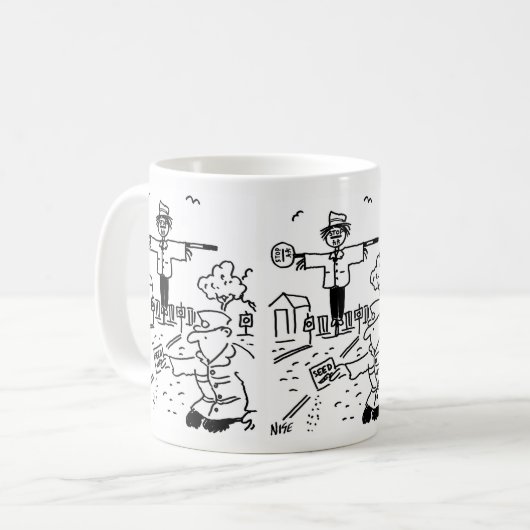 棒つきキャンデーマンが棒つきキャンデーを使ってかかしを コーヒーマグカップ (正面左)