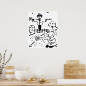 棒つきキャンデーマンが棒つきキャンデーを使ってかかしを ポスター (キッチン)