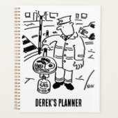 棒つきキャンデーマンは料理彼の朝食。おもしろい プランナー手帳 (正面)