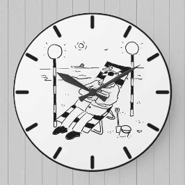 棒つきキャンデーマンは日光浴のビーチ ラージ壁時計