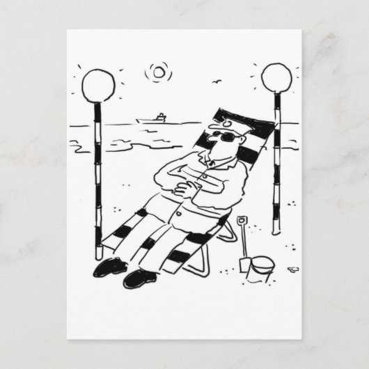 棒つきキャンデーマンは日光浴をしている。シュレアル ポストカード (正面)