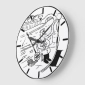 棒つきキャンデーマンは運河の魚釣りである ラージ壁時計 (傾斜)