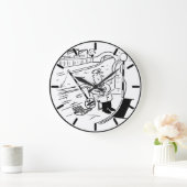 棒つきキャンデーマンは運河の魚釣りである ラージ壁時計 (ホーム)