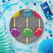 棒つきキャンデーラブ ペーパープレート (パーティー)