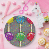 棒つきキャンデーラブ ペーパープレート (パーティー)